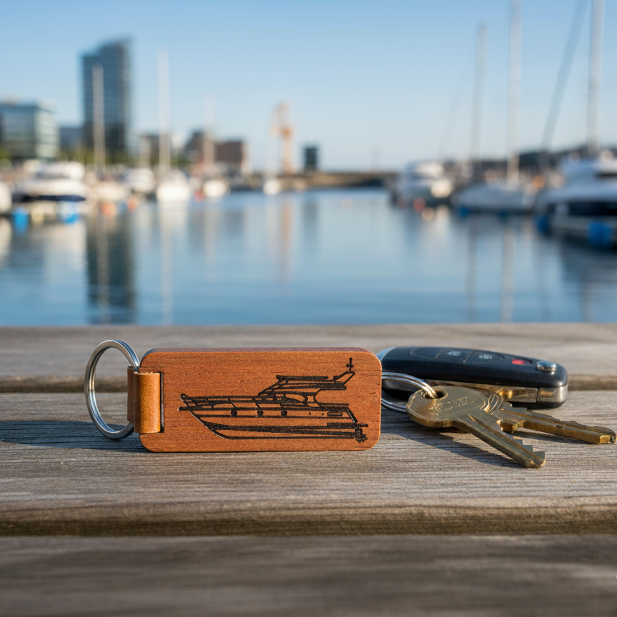 Personlig nøglering med gravering af dit køretøj | Læder, Træ & Metal