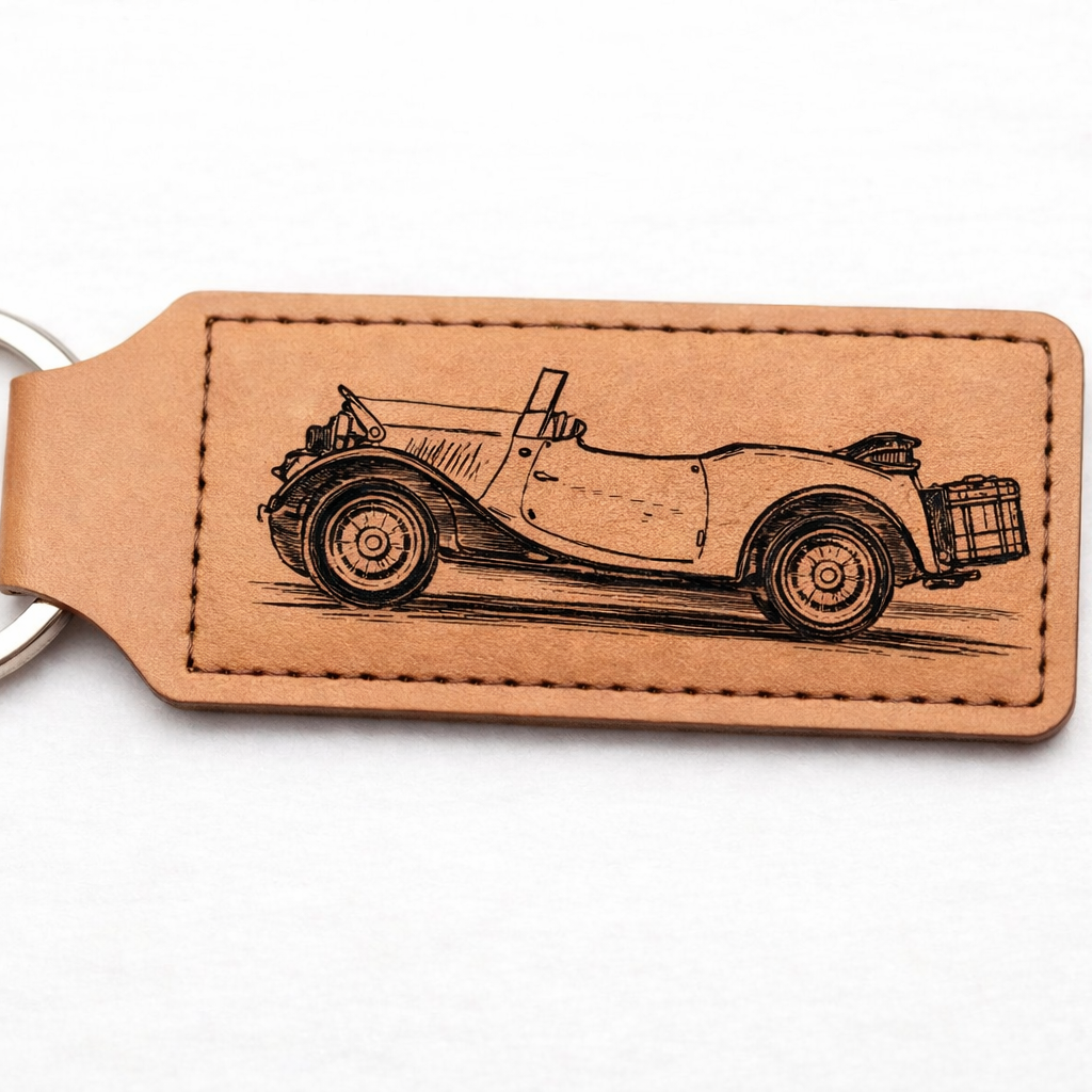 Personlig nøglering med gravering af dit køretøj | Læder, Træ & Metal