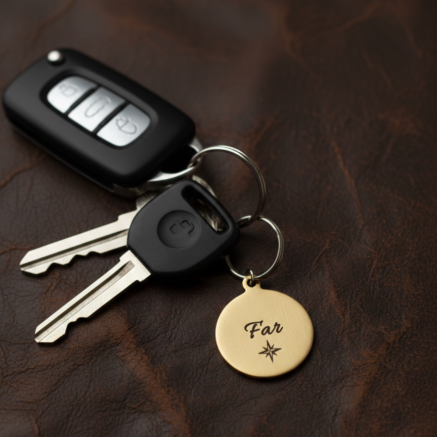 Personlig "FAR" Nøglering – Vælg mellem Messing eller Titanium