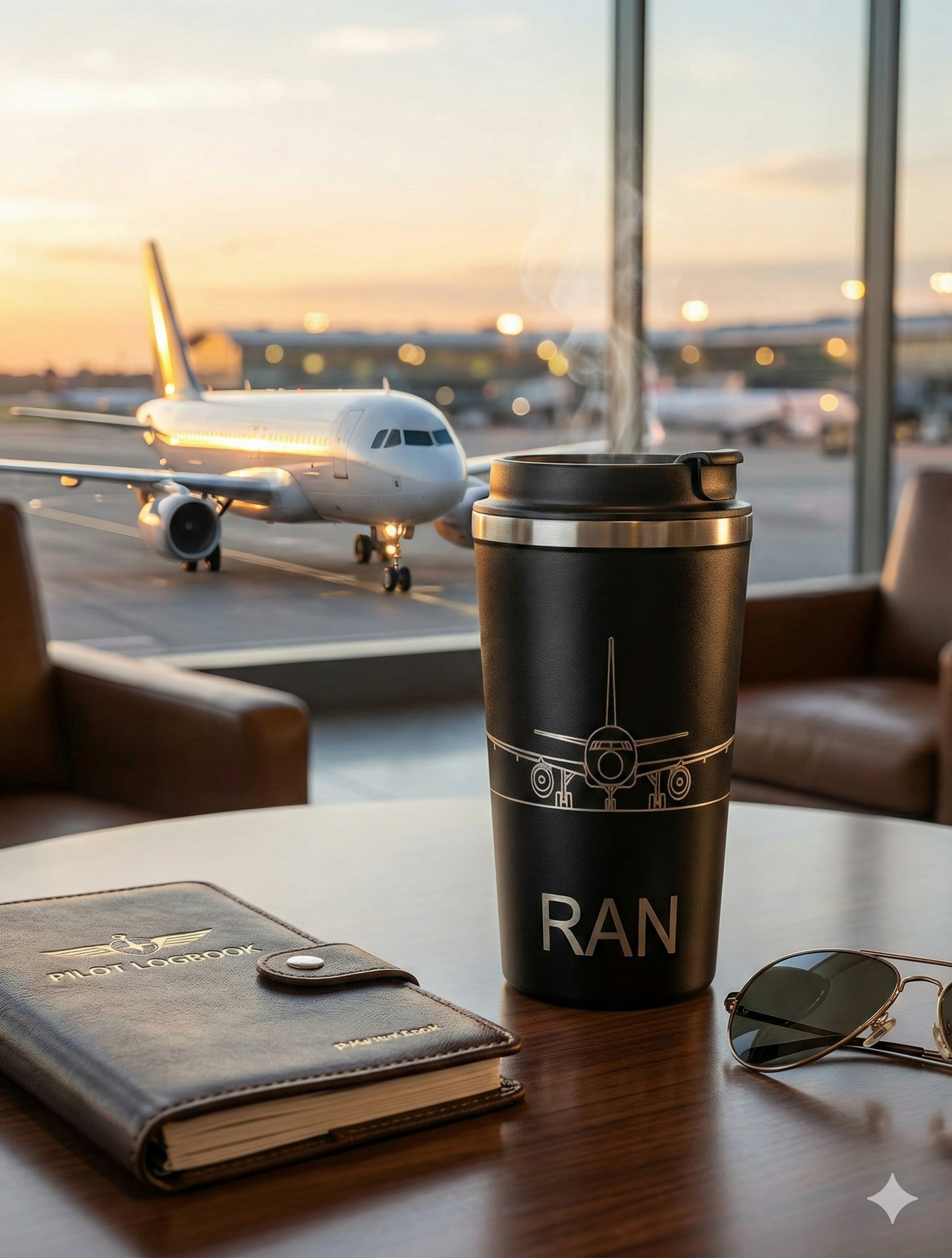 Personlig Termokop med Fly-gravering – Skræddersyet til Piloter og Aviation-fans