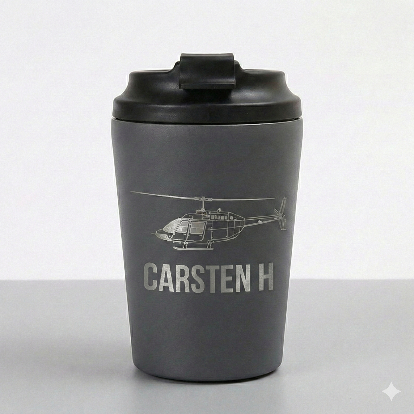 Personlig Termokop med Fly-gravering – Skræddersyet til Piloter og Aviation-fans
