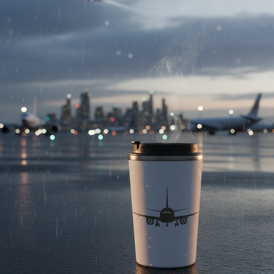 Personlig Termokop med Fly-gravering – Skræddersyet til Piloter og Aviation-fans
