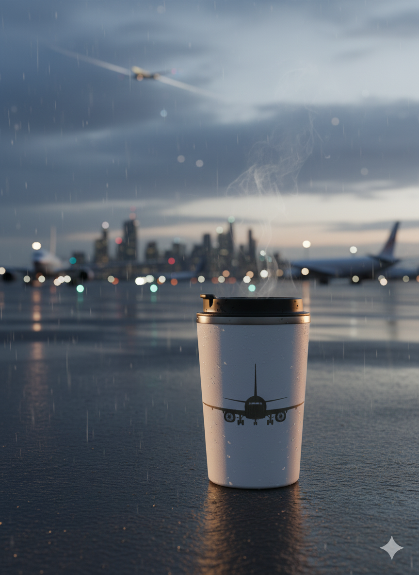 Personlig Termokop med Fly-gravering – Skræddersyet til Piloter og Aviation-fans