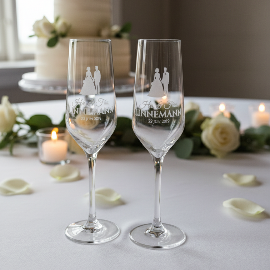 Kærlighedens Skål – Personligt Champagneglas med Gravering