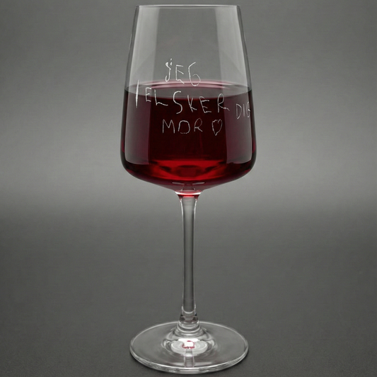 Minde-glasset – Vinglas med din egen tegning eller besked graveret
