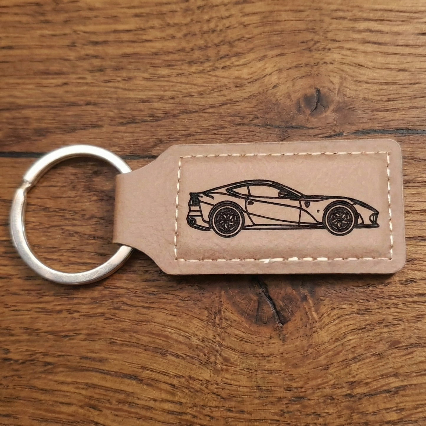 Personlig nøglering med gravering af dit køretøj | Læder, Træ & Metal