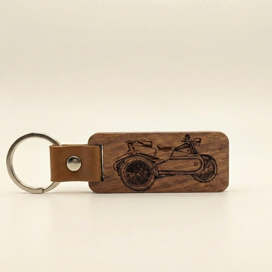 Personlig nøglering med gravering af dit køretøj | Læder, Træ & Metal