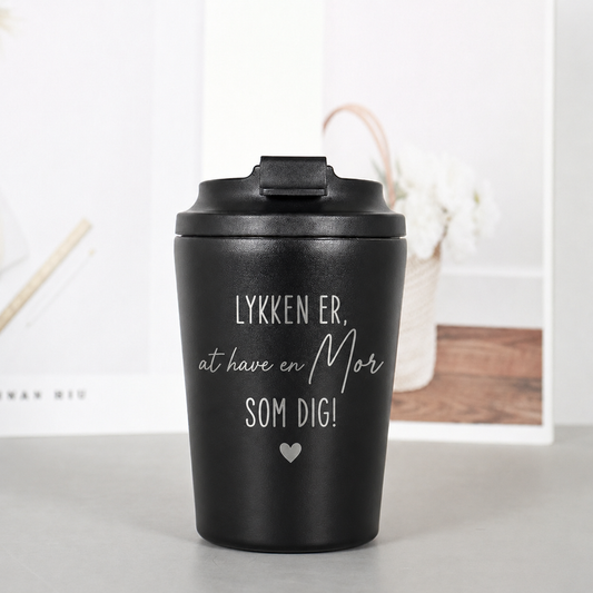 Termokrus med gravering - Lykken er at have en far/mor som dig